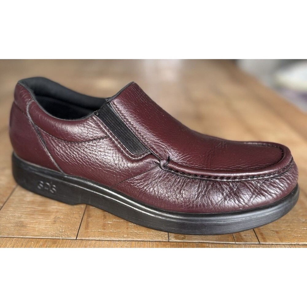 SAS Men's Burgundy Leather Side Gore Slip On Loafer 11.5 N Comfort